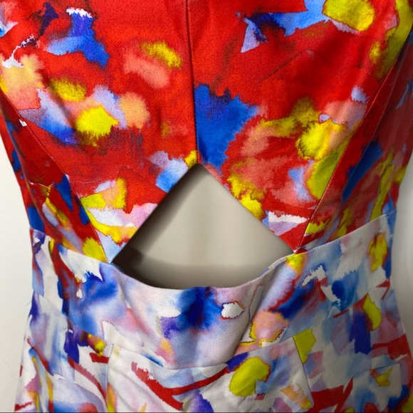 Milly watercolor mini dress with cut out details 2 - Picture 4 of 9